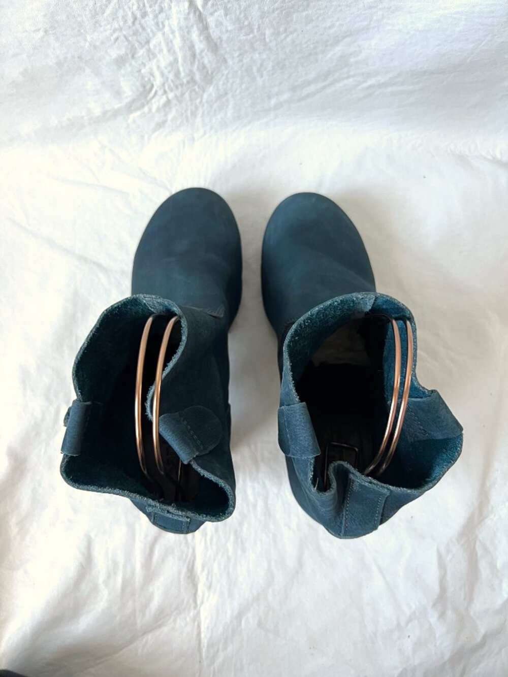 Sanita boots clog booties blue leather platform block heel wood 40 9.5 10 Viva - Picture 5 of 14